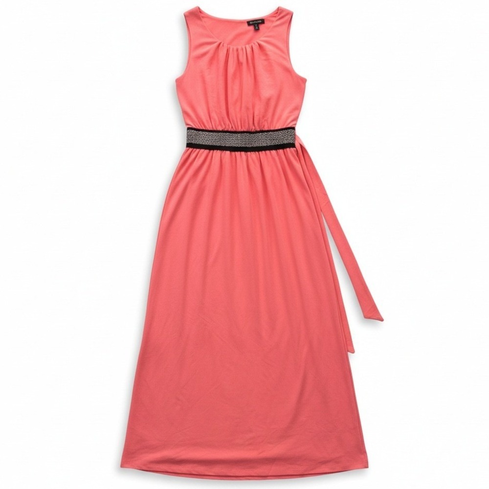 Unbranded Womens Embellished Maxi Dress Size 6 Pink Sundress Casual Waist Band - Picture 7 of 7